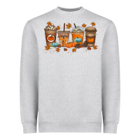 Heather Grey Fall Coffee Drink Heavyweight Sweatshirt - RacoonDesign