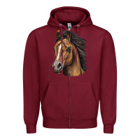 Burgundy quarter horse portrait Zipper Hoodie - LillyAllenDesigns