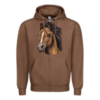 Chestnut quarter horse portrait Zipper Hoodie - LillyAllenDesigns