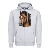Heather Grey quarter horse portrait Zipper Hoodie - LillyAllenDesigns