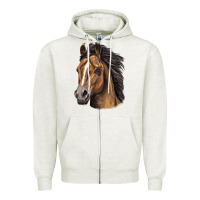 Oatmeal Heather quarter horse portrait Zipper Hoodie - LillyAllenDesigns