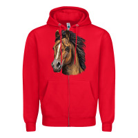 Red quarter horse portrait Zipper Hoodie - LillyAllenDesigns