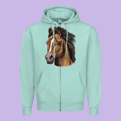 Quarter Horse Portrait Zipper Hoodie Designed By Lillyallendesigns