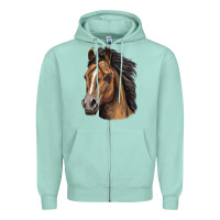 Seafoam quarter horse portrait Zipper Hoodie - LillyAllenDesigns