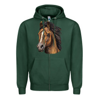 Sports Green quarter horse portrait Zipper Hoodie - LillyAllenDesigns