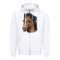 White quarter horse portrait Zipper Hoodie - LillyAllenDesigns