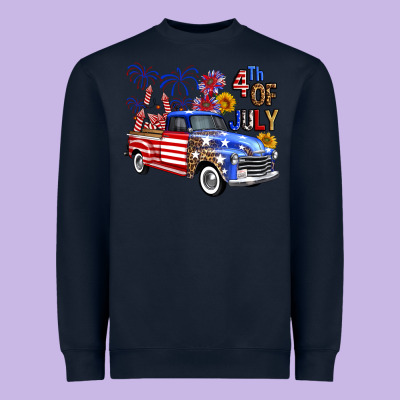 Western Truck Fourth Of July America Heavyweight Sweatshirt Designed By Fadigitalartstudio