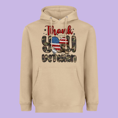 Thank You Veteran Heavyweight Hoodie Designed By Maliassmallbusiness