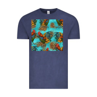 Vintage Denim rooster and sunflowers seamless pattern Vintage Tee - HRA Design Shop