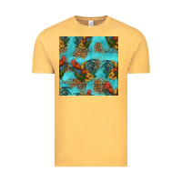 Vintage Mustard rooster and sunflowers seamless pattern Vintage Tee - HRA Design Shop