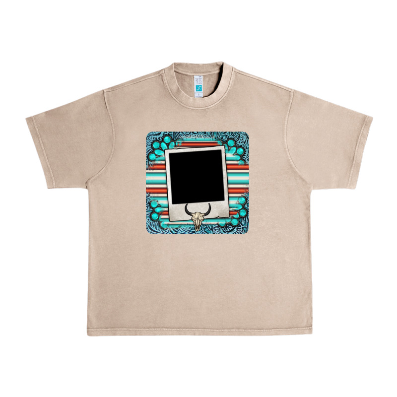Gemstone Turquoise Serape Custom Photo Frame Coaster Urban Heavy Tee by BarkalooDesign | Teevron