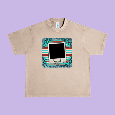 Gemstone Turquoise Serape Custom Photo Frame Coaster Urban Heavy Tee Designed By Barkaloodesign