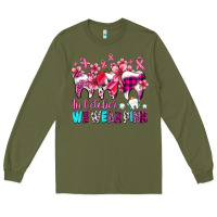 Army Green in october we wear pink cancer ribbon with teeth Long Sleeve Tee - AdoDesignShop
