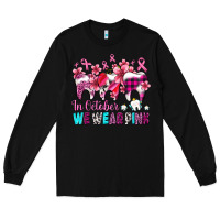 Black in october we wear pink cancer ribbon with teeth Long Sleeve Tee - AdoDesignShop