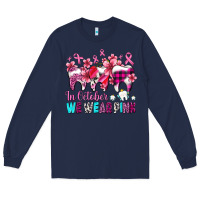 Navy in october we wear pink cancer ribbon with teeth Long Sleeve Tee - AdoDesignShop