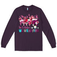 Plum in october we wear pink cancer ribbon with teeth Long Sleeve Tee - AdoDesignShop