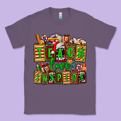 Teach Love Inspire With Christmas And Teacher Elements Classic Tee Designed By Adodesignshop