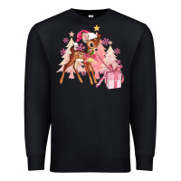 Black reindeer pink christmas Premium Sweatshirt - MaliasSmallBusiness