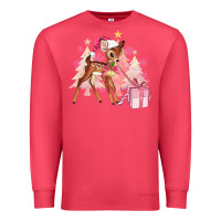Cardinal reindeer pink christmas Premium Sweatshirt - MaliasSmallBusiness
