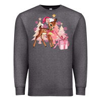 Charcoal Heather reindeer pink christmas Premium Sweatshirt - MaliasSmallBusiness