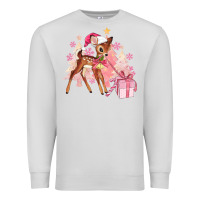 Dove Grey reindeer pink christmas Premium Sweatshirt - MaliasSmallBusiness