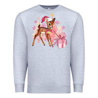 Heather Grey reindeer pink christmas Premium Sweatshirt - MaliasSmallBusiness