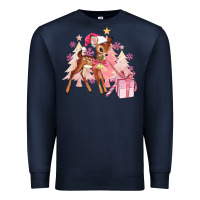 Navy reindeer pink christmas Premium Sweatshirt - MaliasSmallBusiness