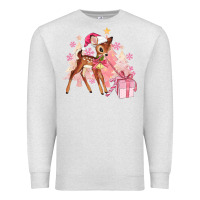 Oatmeal Heather reindeer pink christmas Premium Sweatshirt - MaliasSmallBusiness