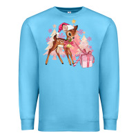 Ocean Blue reindeer pink christmas Premium Sweatshirt - MaliasSmallBusiness