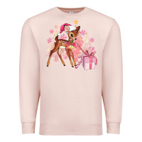 Pale Pink reindeer pink christmas Premium Sweatshirt - MaliasSmallBusiness