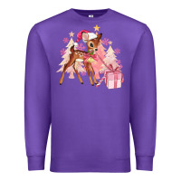 Purple reindeer pink christmas Premium Sweatshirt - MaliasSmallBusiness
