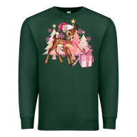 Sports Green reindeer pink christmas Premium Sweatshirt - MaliasSmallBusiness