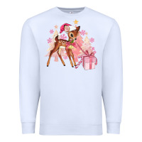 White reindeer pink christmas Premium Sweatshirt - MaliasSmallBusiness