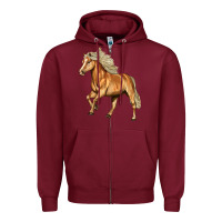 Burgundy Haflinger Horse Zipper Hoodie - LillyAllenDesigns