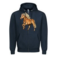 Navy Haflinger Horse Zipper Hoodie - LillyAllenDesigns