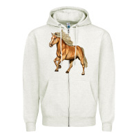 Oatmeal Heather Haflinger Horse Zipper Hoodie - LillyAllenDesigns