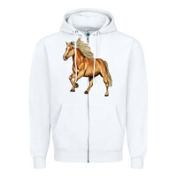 White Haflinger Horse Zipper Hoodie - LillyAllenDesigns