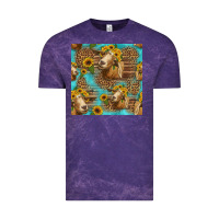 Cloud Purple goat sunflowers seamless pattern Vintage Tee - HRA Design Shop
