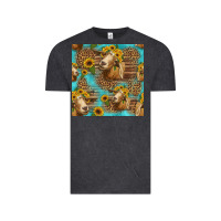 Vintage Black goat sunflowers seamless pattern Vintage Tee - HRA Design Shop