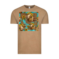 Vintage Coffee goat sunflowers seamless pattern Vintage Tee - HRA Design Shop
