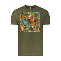 Goat Sunflowers Seamless Pattern Vintage Tee | Teevron