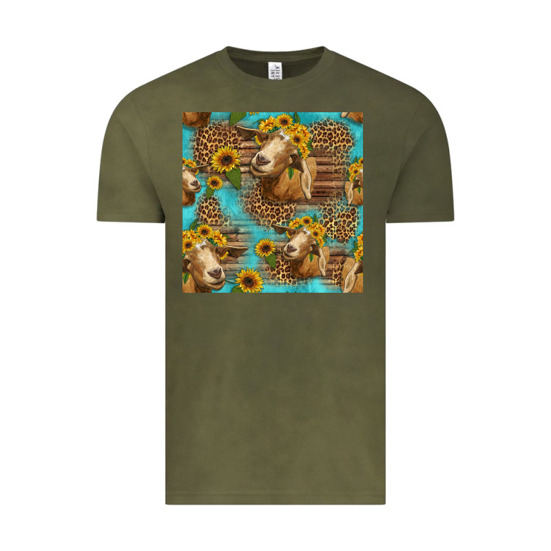 Goat Sunflowers Seamless Pattern Vintage Tee by HRA Design Shop | Teevron