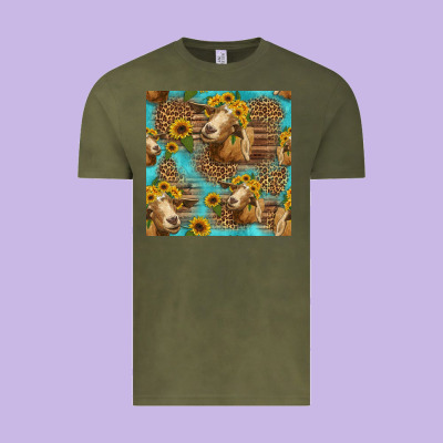 Goat Sunflowers Seamless Pattern Vintage Tee Designed By Hra Design Shop