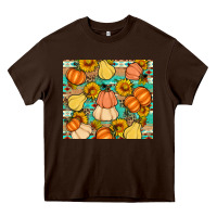 Chocolate Brown pumpkin sunflowers leaves Heavy Core Tee - Artiststas