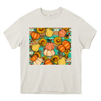 Cream pumpkin sunflowers leaves Heavy Core Tee - Artiststas