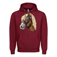 Burgundy Haflinger Avelignese Horse Zipper Hoodie - LillyAllenDesigns