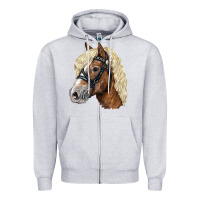 Heather Grey Haflinger Avelignese Horse Zipper Hoodie - LillyAllenDesigns