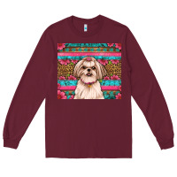 Burgundy shih tzu floral tumbler Long Sleeve Tee - Artiststas