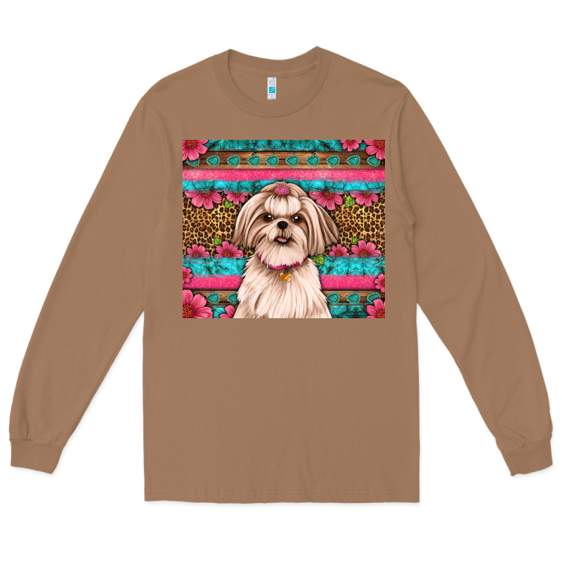 Shih Tzu Floral Tumbler Long Sleeve Tee by Artiststas | Teevron