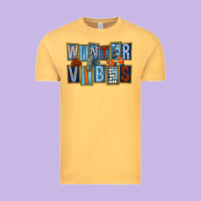 Winter Vibes Vintage Tee Designed By Fadigitalartstudio